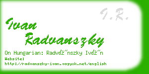 ivan radvanszky business card